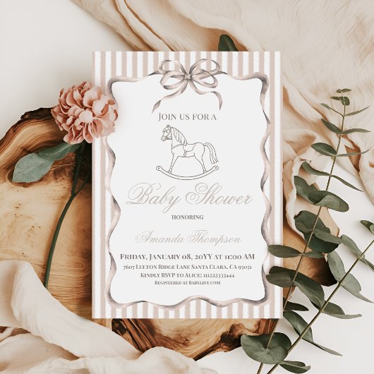 Invitation Fête de naissance du bébé sur le thème du cheval à