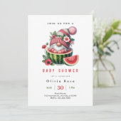Invitation Fête de naissance du gnome de pastèque mignon (Debout devant)