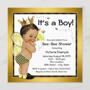 Invitation Fête de naissance d'un garçon ethnique bébé abeill