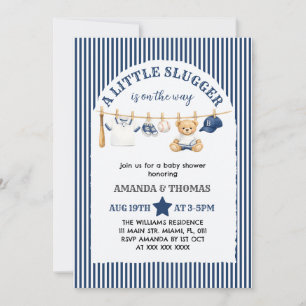 Invitation Fête de naissance d'un petit frappeur de baseball 