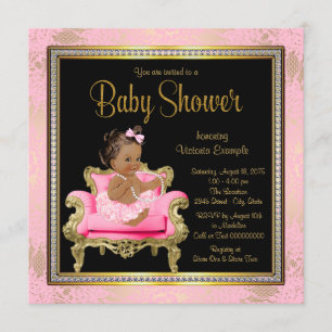 Invitation Fête de naissance d'une fille ethnique avec un fau