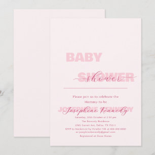 Invitation Fête de naissance élégante et minimaliste rose et