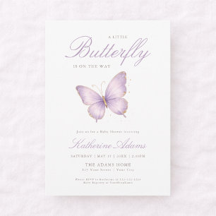 Invitation Fête de naissance élégante Petite Papillon Violet