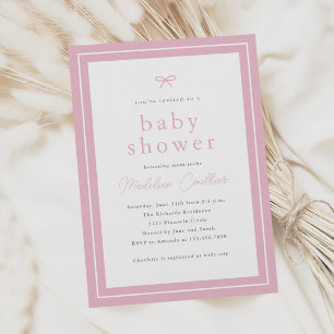 Invitation Fête de naissance élégante simple rose pour filles