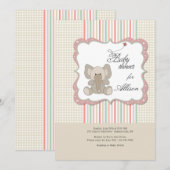 Invitation Fête de Naissance Éléphant de Bébé Mignon (Devant / Derrière)