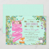 Invitation Fête de naissance en forêt pour filles (Devant / Derrière)