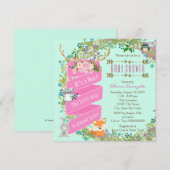 Invitation Fête de naissance en forêt pour filles (Devant / Derrière)