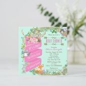 Invitation Fête de naissance en forêt pour filles (Debout devant)