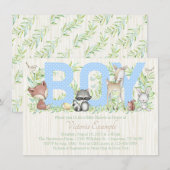 Invitation Fête de naissance en forêt pour garçon (Devant / Derrière)
