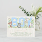 Invitation Fête de naissance en forêt pour garçon (Debout devant)