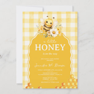 Invitation Fête de naissance en nid d'abeille jaune abeille