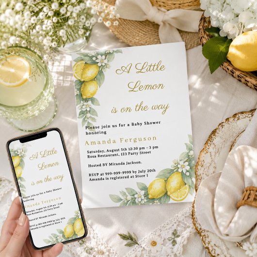 Invitation Fête de naissance été Citron Bébé