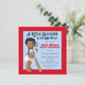 Invitation Fête de naissance ethnique de baseball pour garçon (Debout devant)