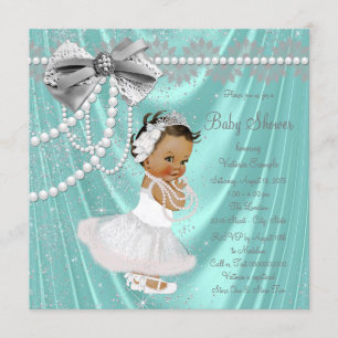 Invitation Fête de naissance ethnique perle de satin bleu sar