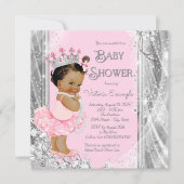 Invitation Fête de naissance Ethnique Princesse Tutu Rose Arg (Devant)