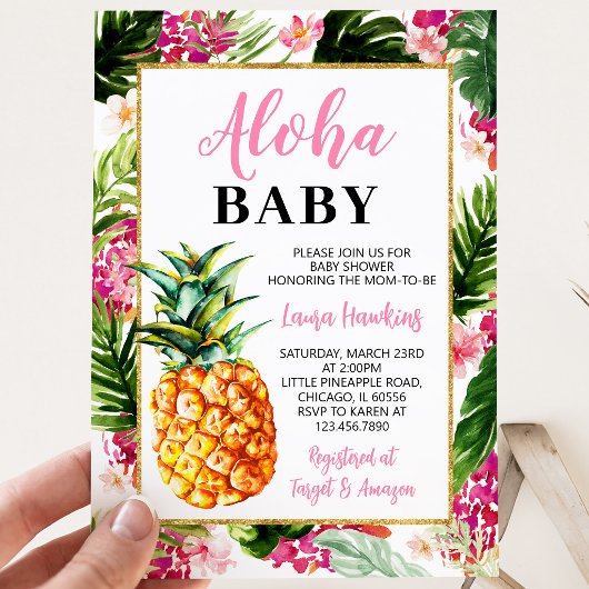 Invitation Fête de naissance Fille Ananas