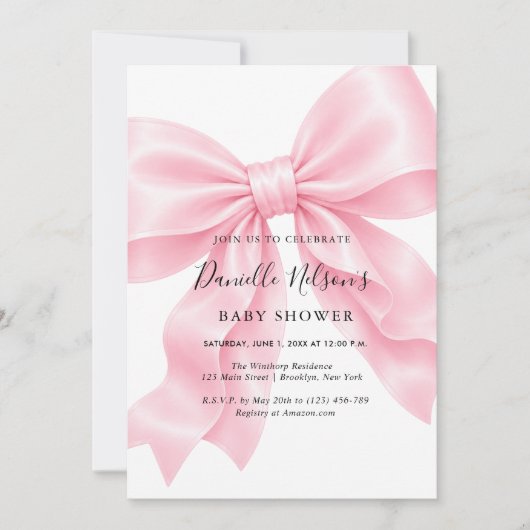 Invitation Fête de naissance fille Arc-en-ciel Rose (Devant)