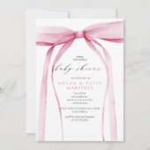 Invitation Fête de naissance fille Arc rose (Devant)
