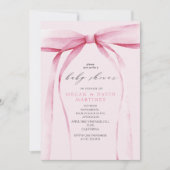 Invitation Fête de naissance Fille Arc Rose (Devant)