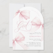 Invitation Fête de Naissance Fille Arc Rose (Devant)