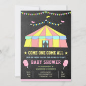 Invitation Fête de Naissance Fille Carnaval Rose Cirque (Devant)