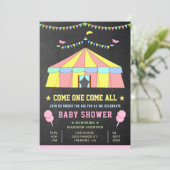 Invitation Fête de Naissance Fille Carnaval Rose Cirque (Debout devant)