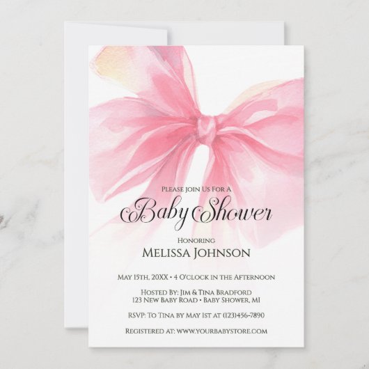 Invitation Fête de Naissance Fille écriture Coquette Rose (Devant)
