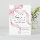 Invitation Fête de Naissance Fille Élégante Rose Coquette (Debout devant)