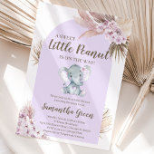 Invitation Fête de Naissance Fille Eléphant Violet