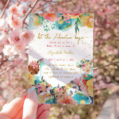 Invitation Fête de naissance Fille Fleurs Animaux Amoureux