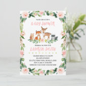 Invitation Fête de naissance fille florale et forestière (Debout devant)