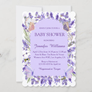 Invitation fête de naissance fille jardin floral pourpre aqua
