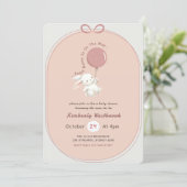 Invitation Fête de Naissance Fille Lapin Rose (Debout devant)