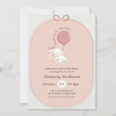 Invitation Fête de Naissance Fille Lapin Rose (Devant)