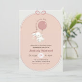 Invitation Fête de Naissance Fille Lapin Rose (Debout devant)