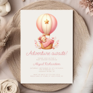 Invitation Fête de Naissance Fille Ourson Aventure en Perspec