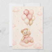 Invitation Fête de naissance Fille Ourson Rose (Dos)