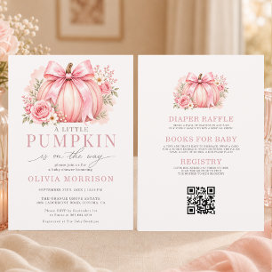 Invitation Fête de Naissance Fille Petit Citrouille Rose