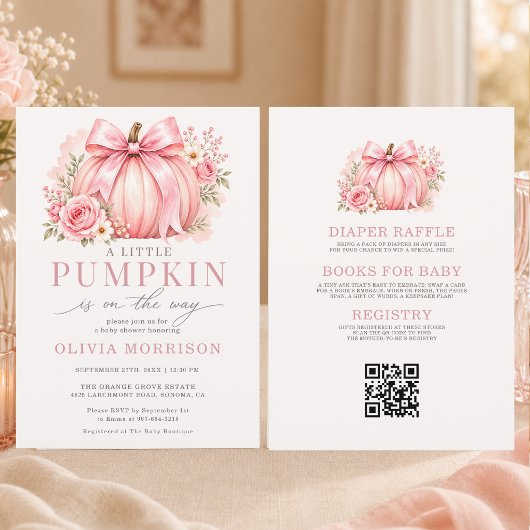 Invitation Fête de Naissance Fille Petit Citrouille Rose