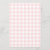 Invitation Fête de naissance Fille Rose Gingham Cigogne (Dos)