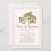 Invitation Fête de naissance fille rose Pasta & Pacifiers Doo (Devant)