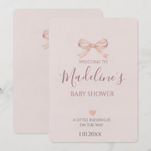 Invitation Fête de Naissance Fille Ruban Rose