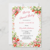 Invitation Fête de naissance Fille Rubans Gingham Rose Rouge  (Devant)