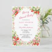 Invitation Fête de naissance Fille Rubans Gingham Rose Rouge  (Debout devant)