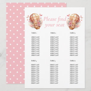 Invitation Fête de naissance Fille Teddy Ballon floral graph