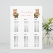 Invitation Fête de naissance fille Teddy Floral Rustique grap (Debout devant)