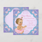 Invitation Fête de naissance fille tutu rose violet (Devant / Derrière)