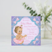 Invitation Fête de naissance fille tutu rose violet (Debout devant)