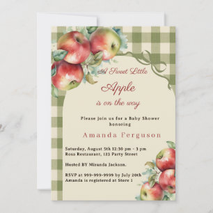 Invitation Fête de naissance fille vert pomme à carreaux