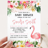 Invitation Fête de naissance Flamant Floral Bébé